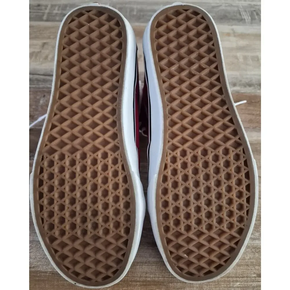 Vans Sk8- Hi Red/ True White Canvas Suede Skate Shoes Sneakers Size 7.5 Women's